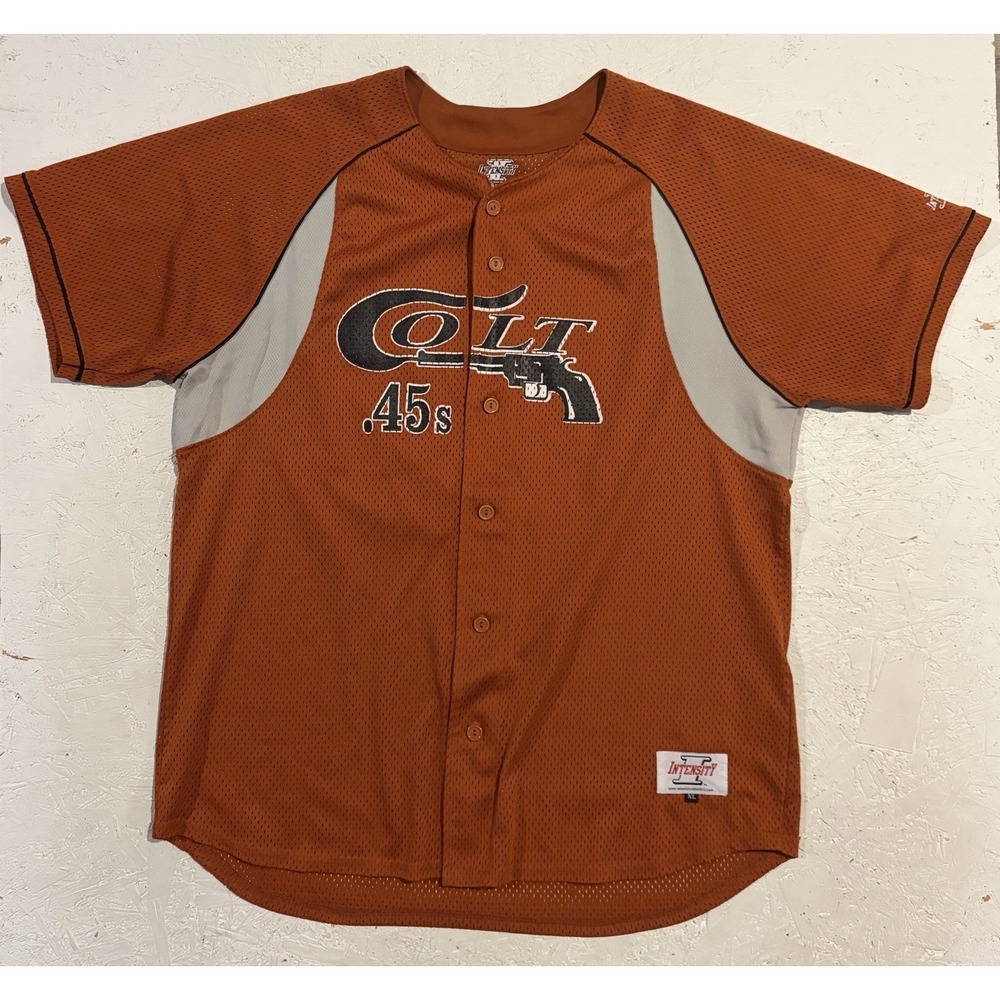 Vintage Colt 45s Throwback Baseball Jersey Men's  XL Orange Button Up‎ MLB